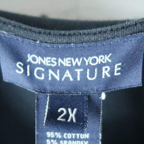 JONES NEW YORK SIGNATURE BLACK V NECK 3/4 SLEEVE TOP SIZE 2X - Picture 2 of 6